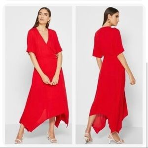 Banana Republic Buckle Detail Asymmetrical Wrap Dress